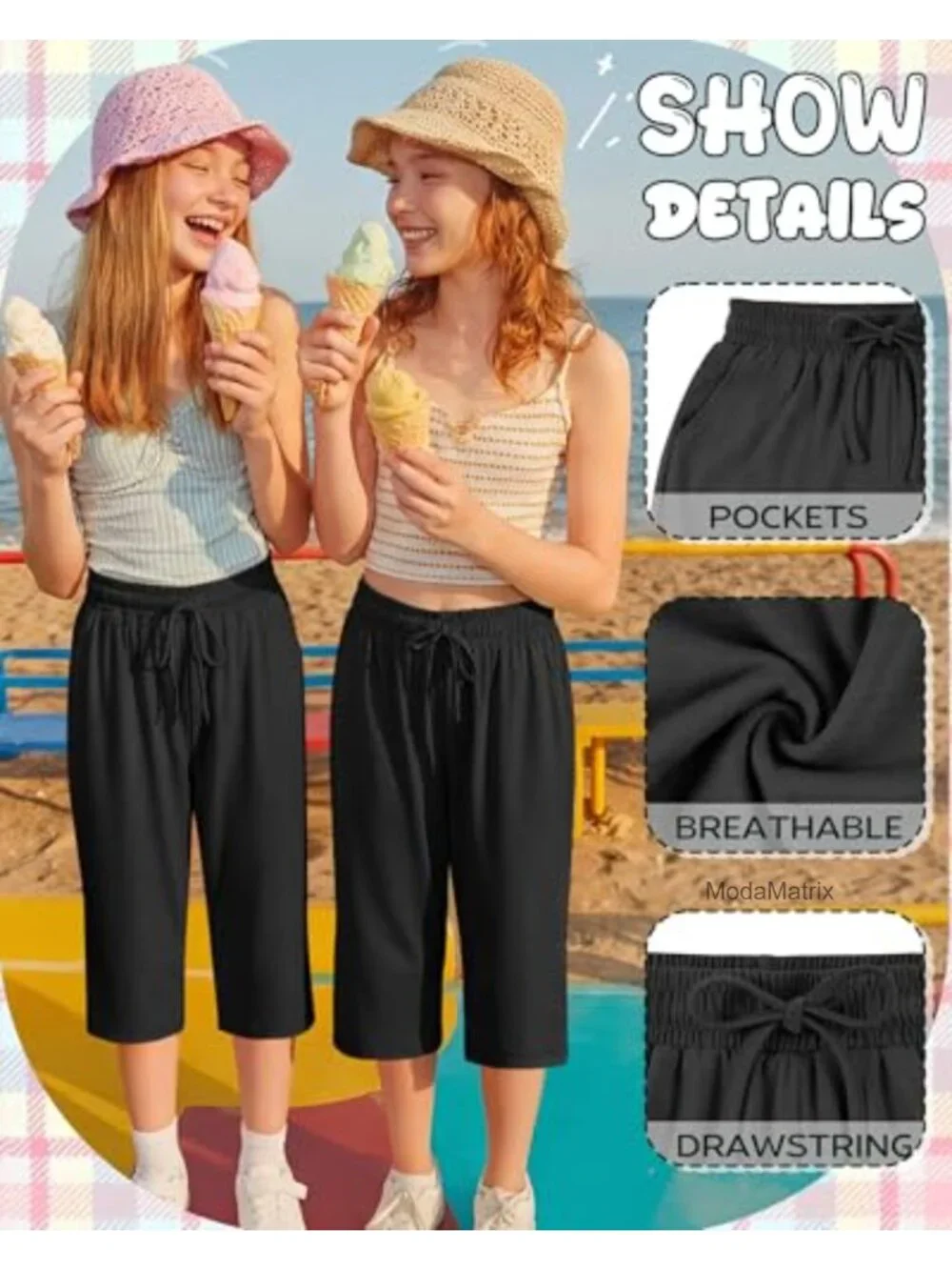 Girls Capri Pants 5-14 Years Stretch Yoga Joggers